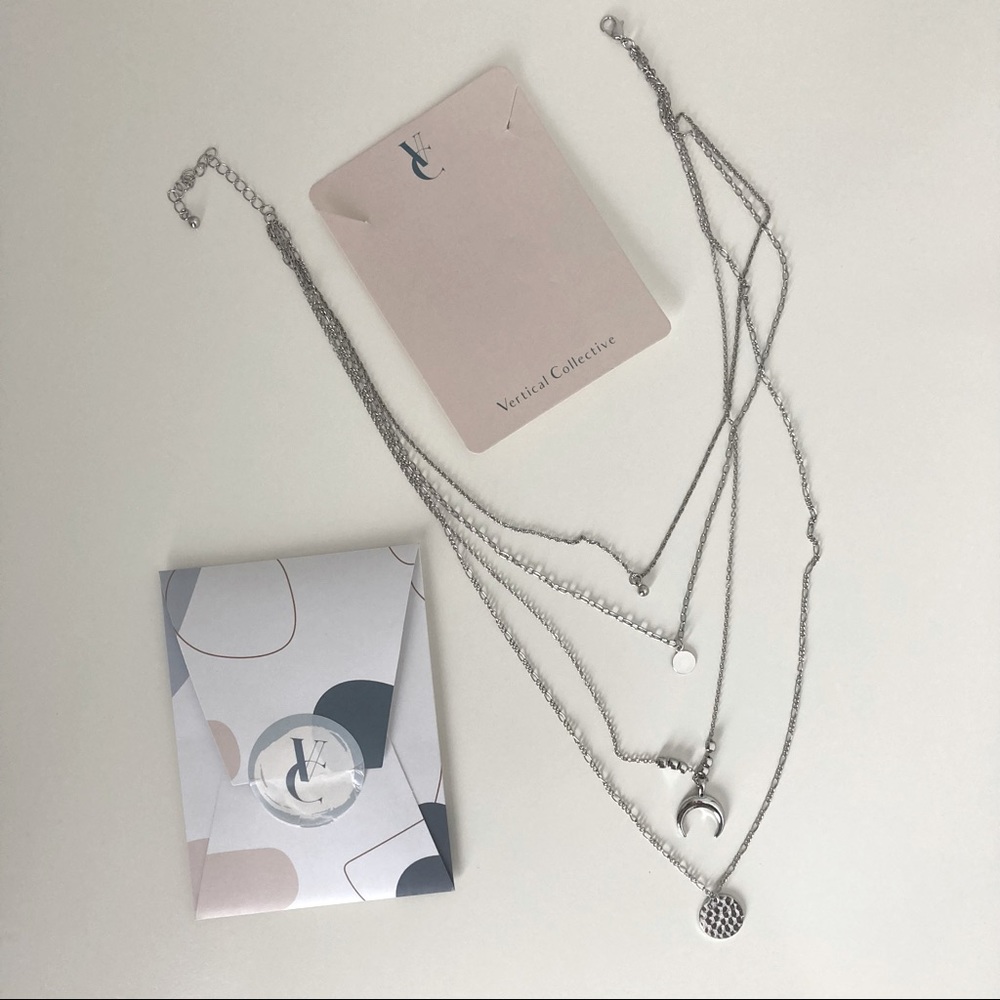 Vertical collective layered necklace crescent